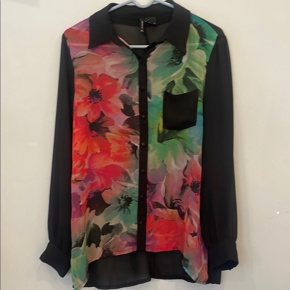 Floral black Blouse - Multicolor
